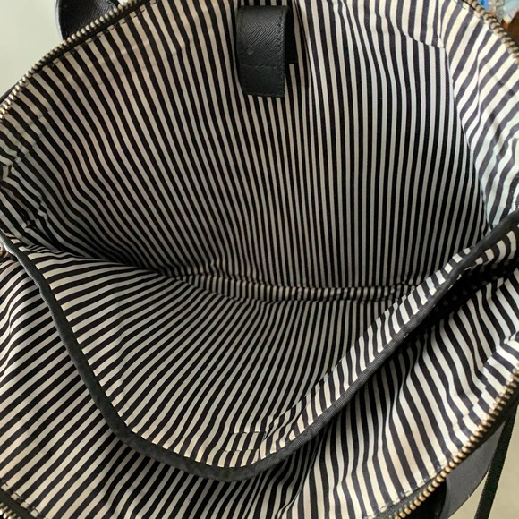 Kate Spade Laptop Messenger Bag Briefcase-Black-Nylon, Leather Trim, Striped - Picture 4 of 6